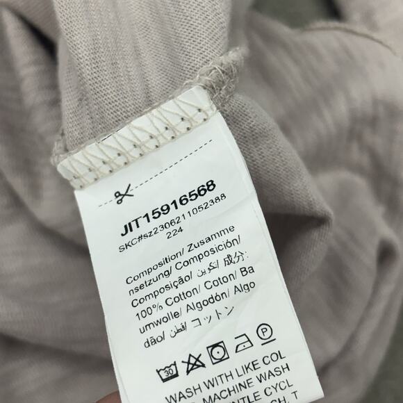 SHEIN Small Cotton Long Sleeve Shirt Flare Basic Everyday Tan Beige - Picture 7 of 8